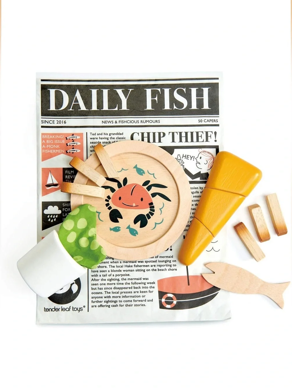 Tender Leaf Toys - Fish and Chips Supper - Wooden Play Food Set